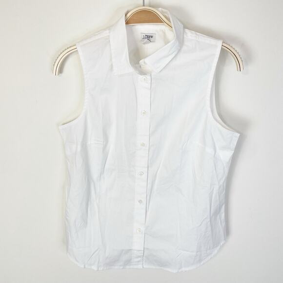 J. Crew Factory Sleeveless Cotton Poplin Shirt in Signature Fit BT983 Petite Med - Picture 1 of 7